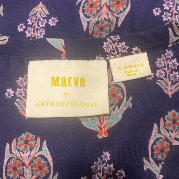 Maeve by Anthropology Bailee Pleated Sleeveless Top in Navy/Pink Size XS - Picture 4 of 6